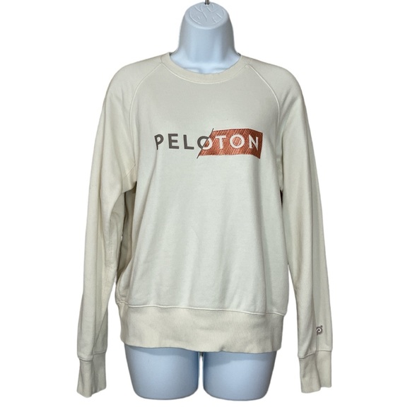 Peloton Platform Pullover Embroidered Cream Crew Sweatshirt - Picture 5 of 10